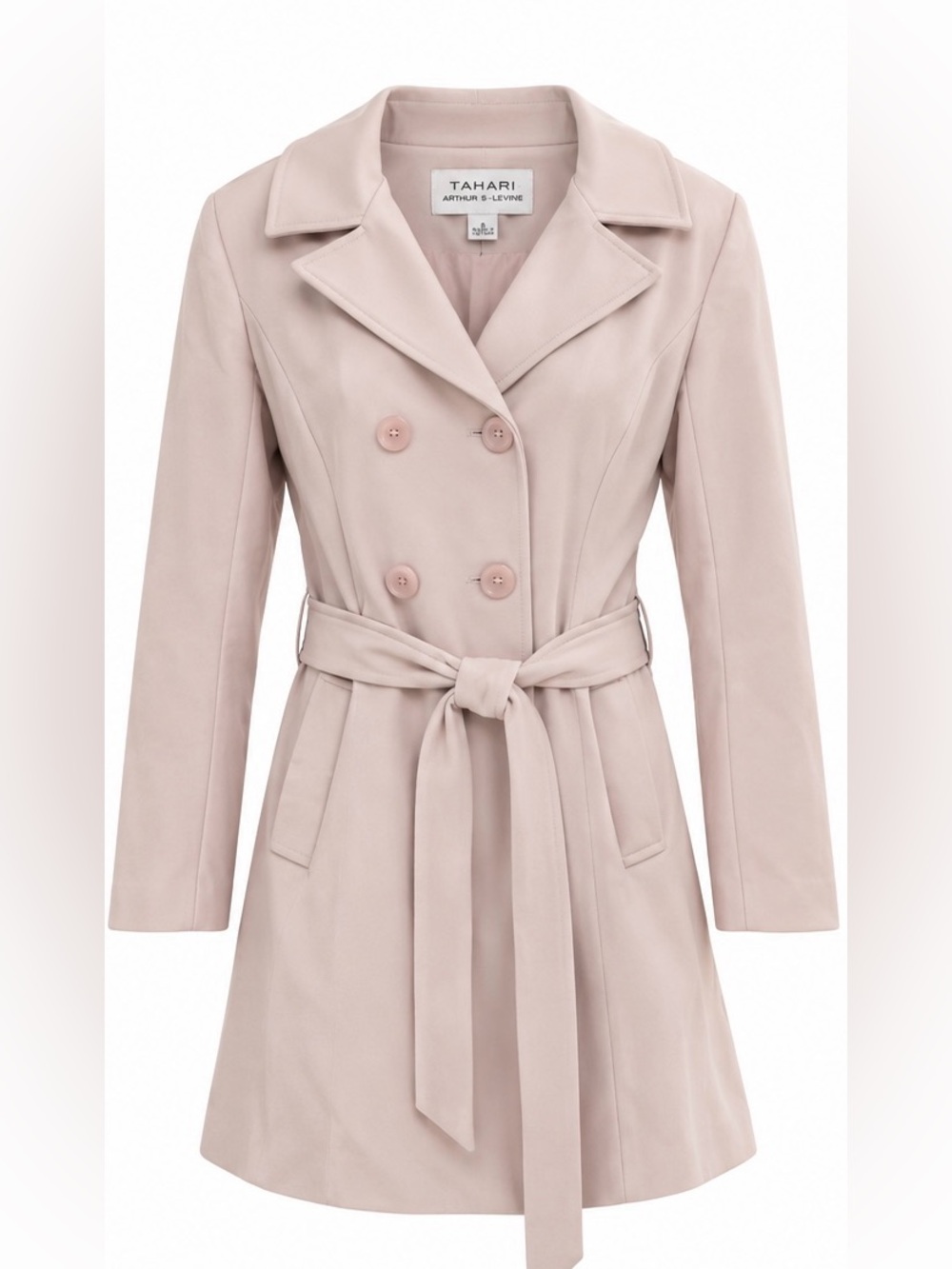 NWT Tahari ASL Portia Belted Trench Jacket Blush Pink Size 8